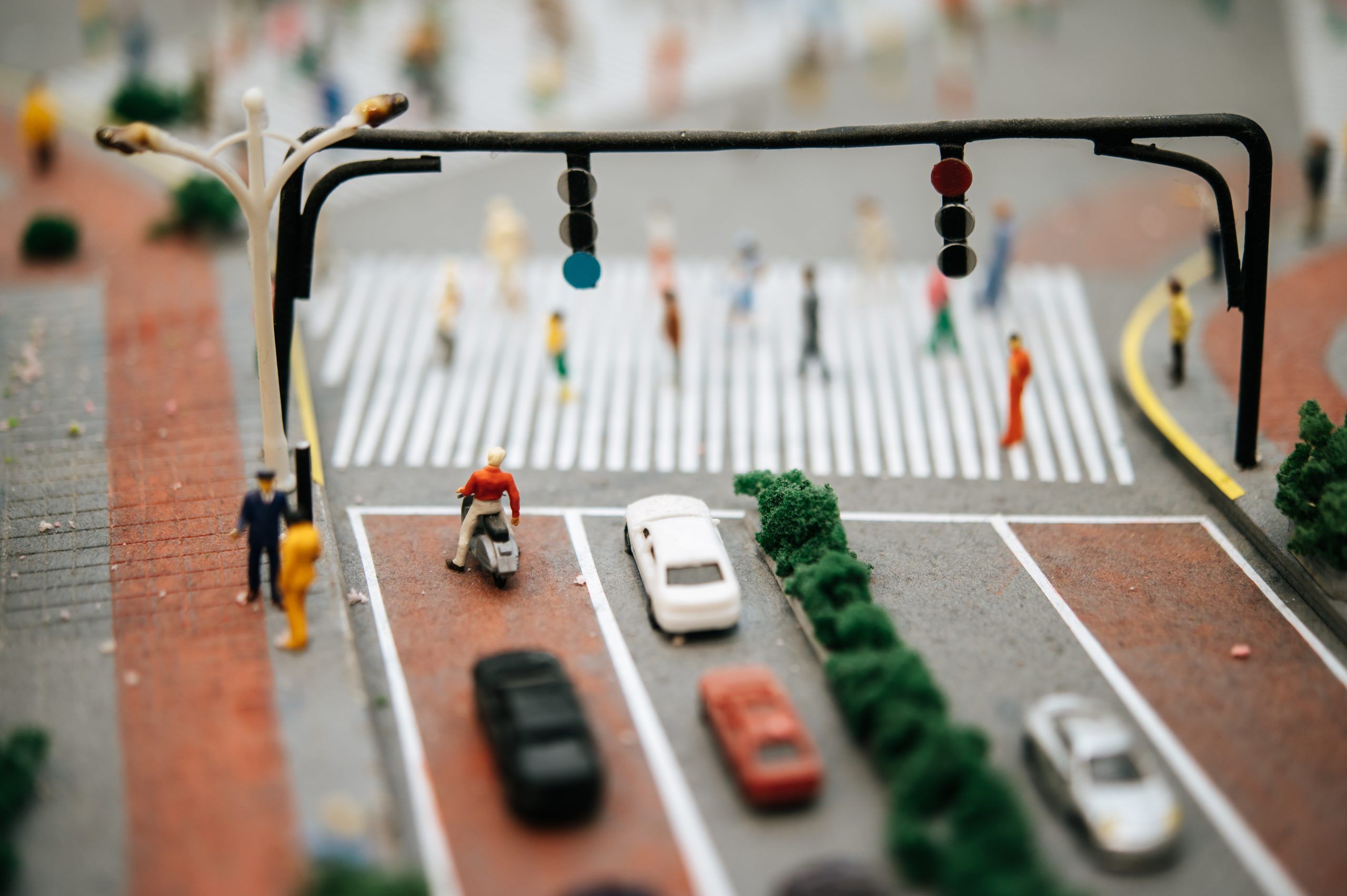 close up of small cars model on the road, traffic conception.